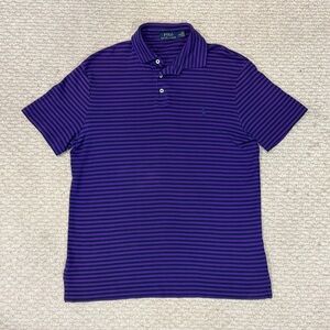 POLO Ralph Lauren Polo Mens Size L Classic Fit Purple Striped 100% Cotton Shirt